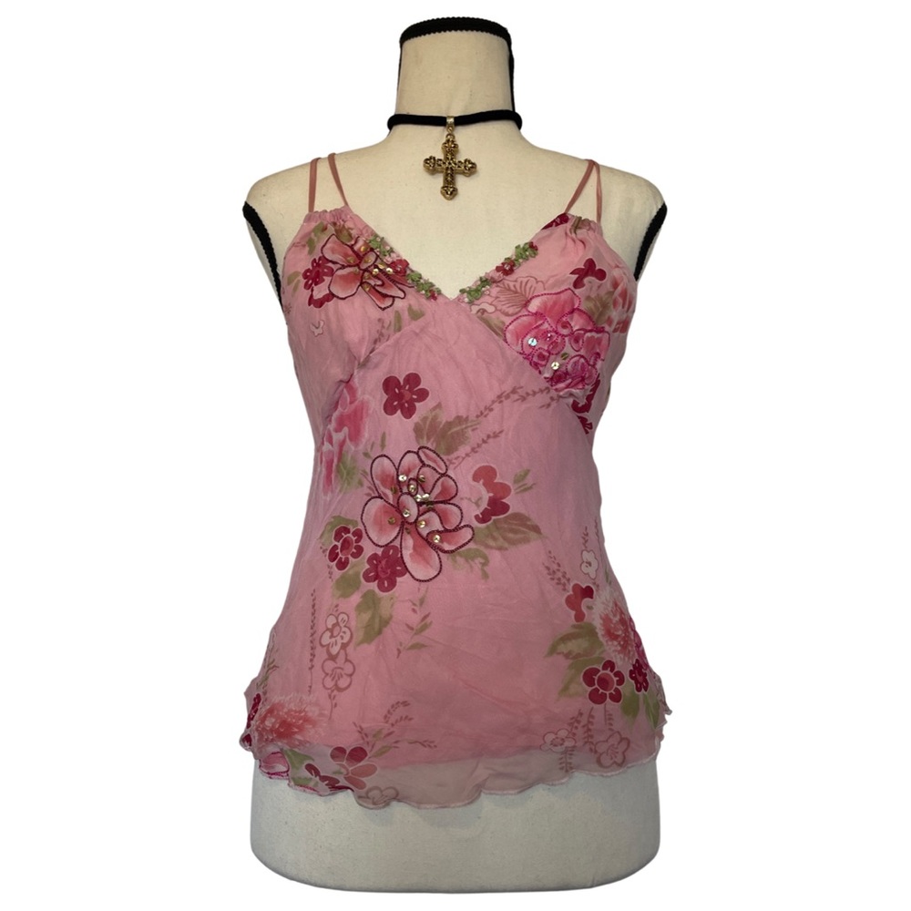 90s deadstock nwt pink silk tank